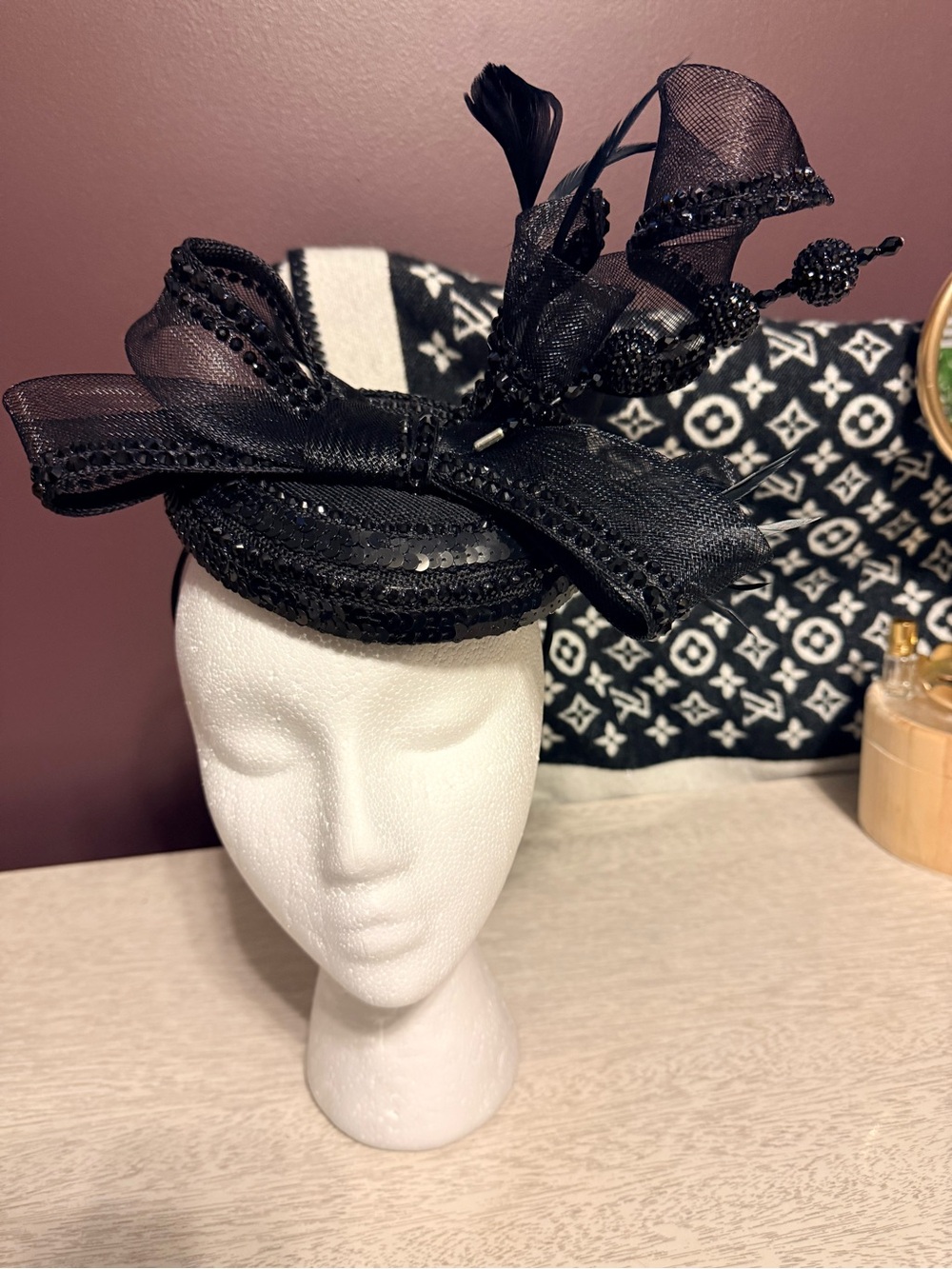 Black Decorative Fascinator Hat - Women's Millinery Accessory